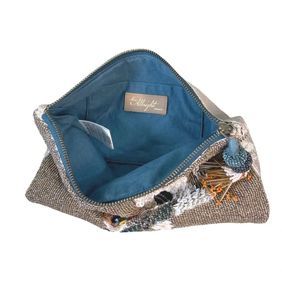 Anthropologie "Pretty Polly" Beaded Cockatoo Clutch / Makeup Bag - Picture 5 of 12